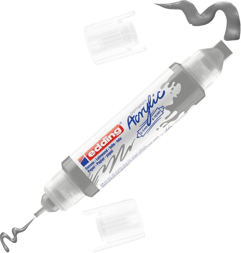Pennarello Marcatore Acrilico Edding 5400 a Doppia Punta 2-3 mm / 5-10 mm Argento