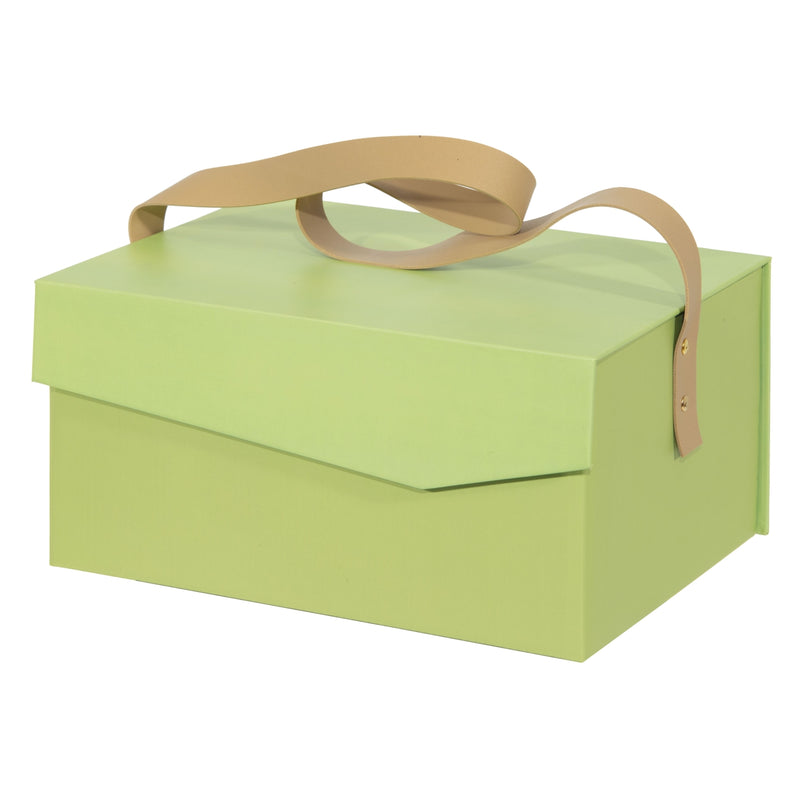 Scatola Automontante in Carta con Manico Verde Lime 30 x 23 x 15 cm