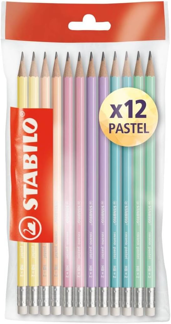 Matite Stabilo Swano Pastel HB con Gommino - 12 pezzi