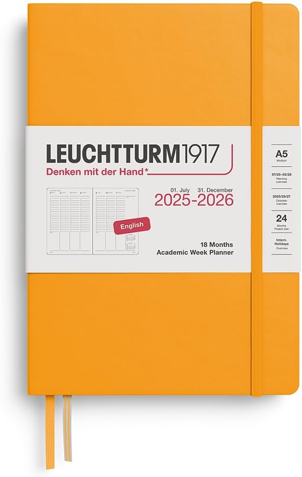 Agenda 18 Mesi Leuchtturm1917 Settimanale Accademica A5 con Copertina Rigida Rising Sun 2026