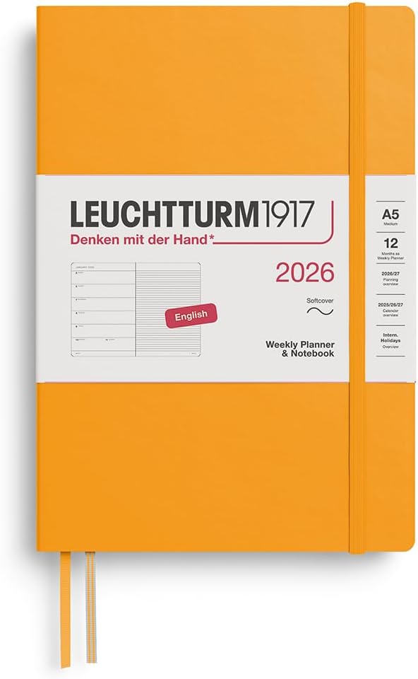 Agenda 12 Mesi Settimanale Leuchtturm1917 & Taccuino Medium A5 con Copertina Morbida Rising Sun 2026