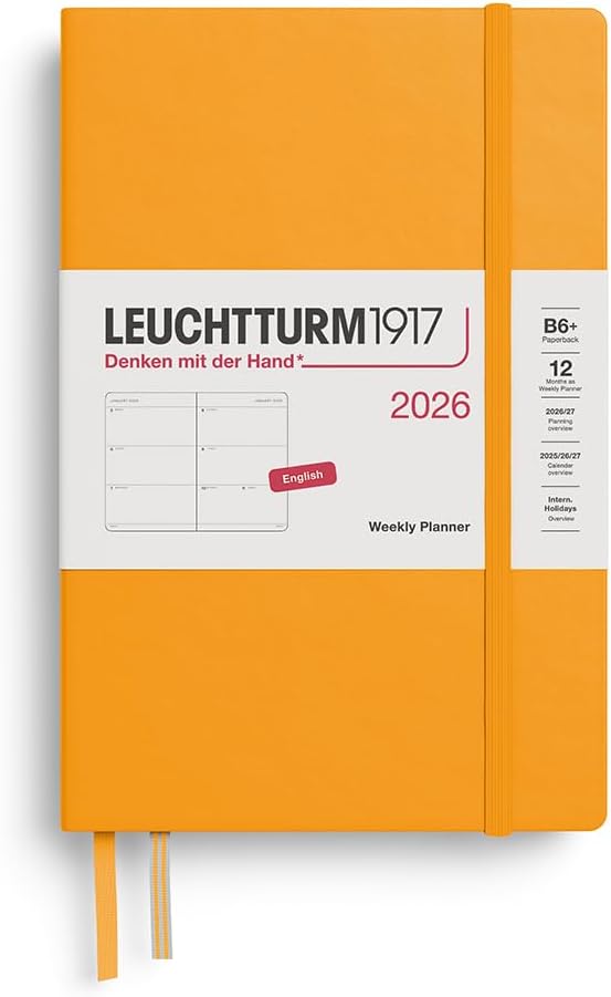 Agenda 12 Mesi Settimanale Orizzontale Leuchtturm1917 Paperback B6+ con Copertina Rigida Rising Sun 2026