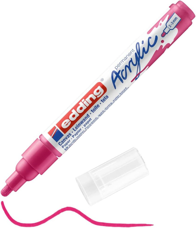 Pennarello Marcatore Acrilico Edding 5100 a Punta Tonda 2-3 mm Rosa