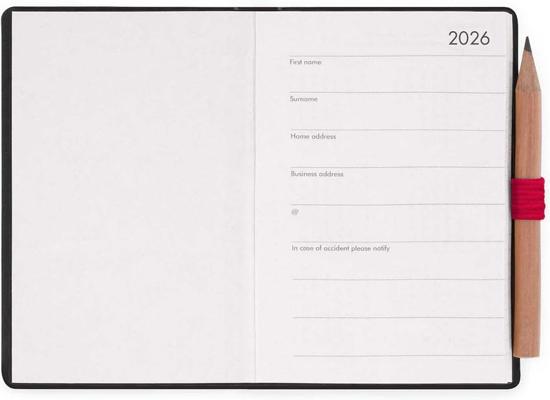 Agenda 12 Mesi Legami Bi-Giornaliera Mini con Rubrica e Matita 2026 Cherry Bomb con Chiusura ad Elastico