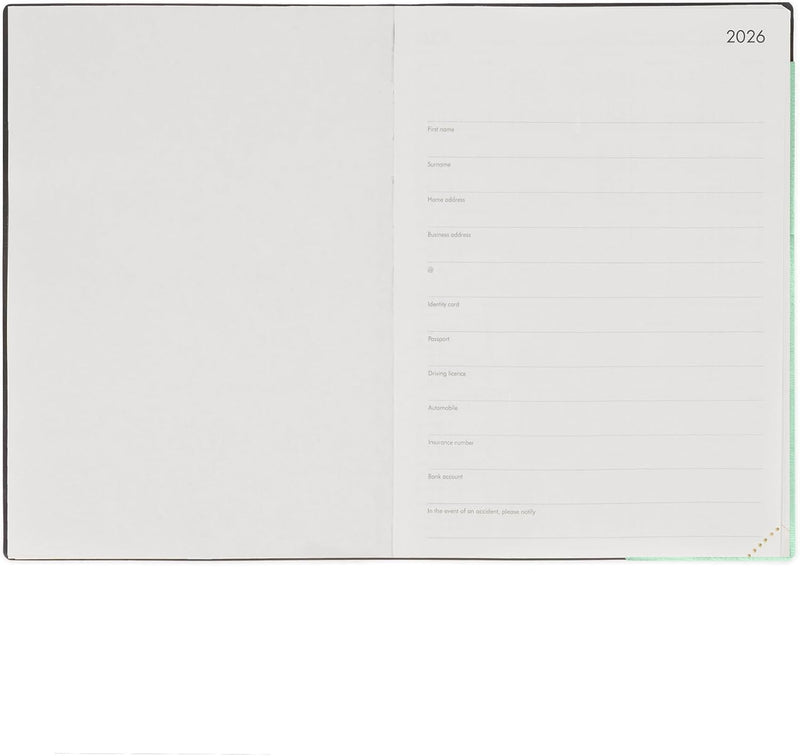 Agenda 12 Mesi Legami Giornaliera Large 2026 Pastel Mint con Chiusura ad Elastico