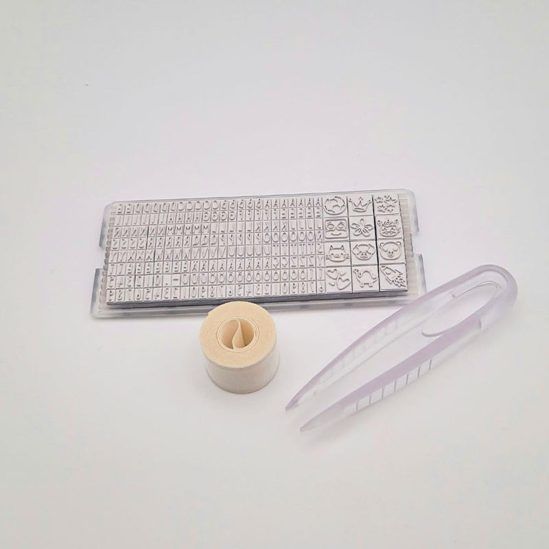 Set Timbrino DIY Marky Personalizzabile per Bambini per Tessuti 38 x 14 mm Blu - 4 pezzi