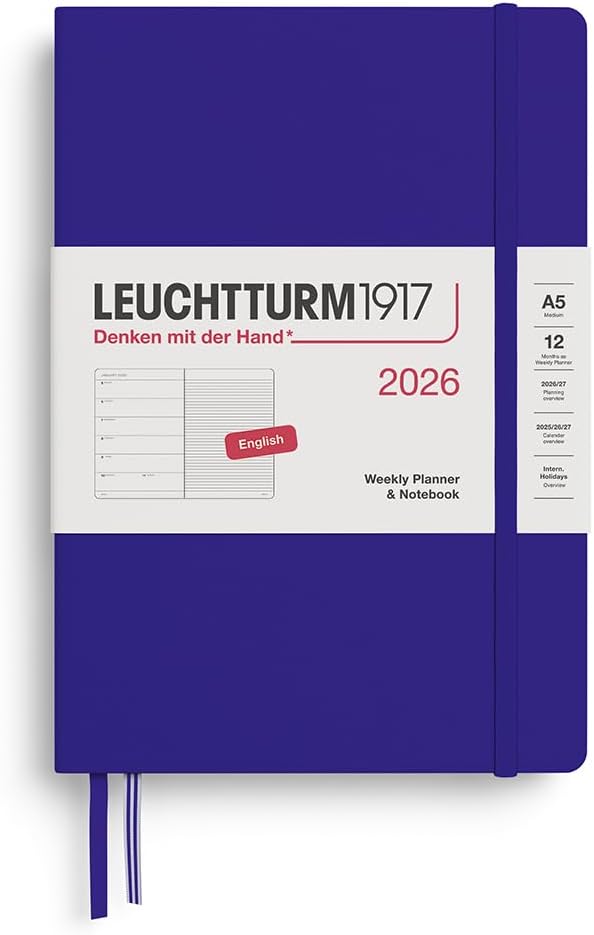 Agenda 12 Mesi Settimanale Leuchtturm1917 & Taccuino Medium A5 con Copertina Rigida Ink 2026