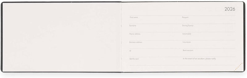Agenda 13 Mesi Legami Settimanale Orizzontale ad Album 2026 Deep Graphite con Chiusura ad Elastico