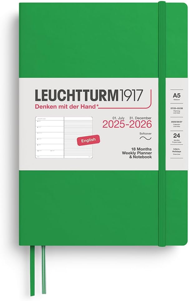 Agenda 18 Mesi Leuchtturm1917 Settimanale Taccuino A5 con Copertina Morbida Spring Leaf 2026