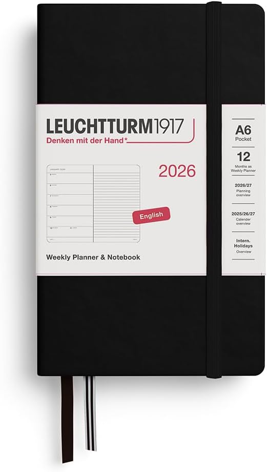 Agenda 12 Mesi Settimanale Leuchtturm1917 & Taccuino Pocket A6 con Copertina Rigida Nero 2026