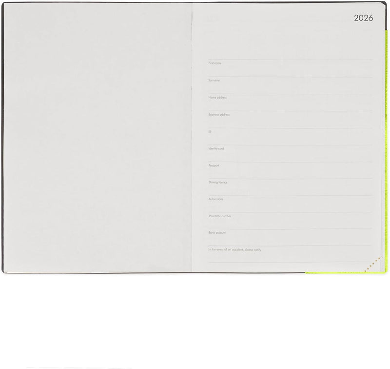 Agenda 12 Mesi Legami Giornaliera Large 2026 Chartreuse con Chiusura ad Elastico