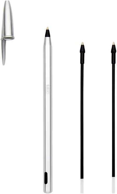 Penna a Sfera Bic Cristal Re'New Argento con 2 Refill Inclusi con Inchiostro Nero