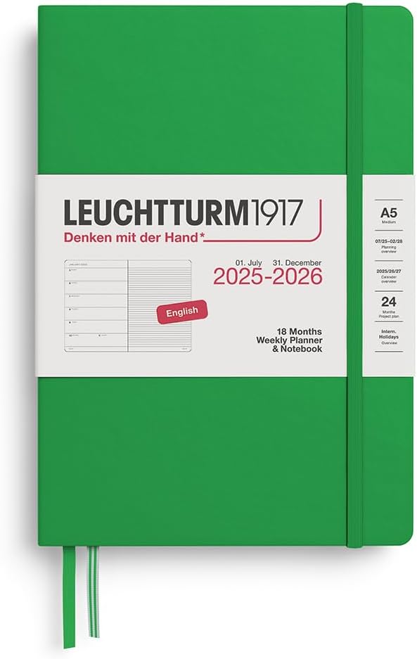 Agenda 18 Mesi Leuchtturm1917 Settimanale Taccuino A5 con Copertina Rigida Spring Leaf 2026