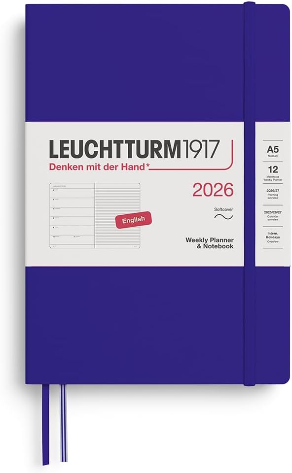 Agenda 12 Mesi Settimanale Leuchtturm1917 & Taccuino Medium A5 con Copertina Rigida Ink 2026