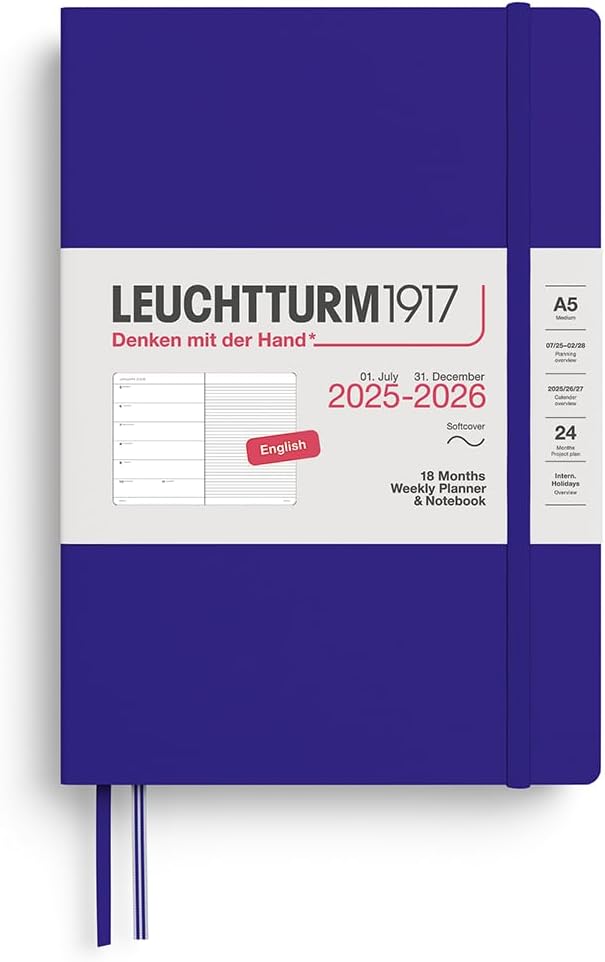Agenda 18 Mesi Leuchtturm1917 Settimanale Taccuino A5 con Copertina Morbida Ink 2026