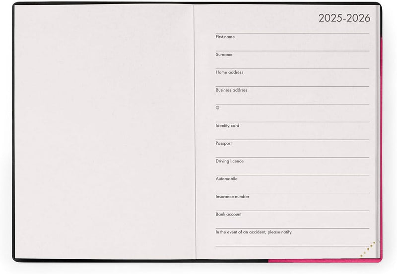 Agenda 12 Mesi Legami Giornaliera Small 2026 Raspberry con Chiusura ad Elastico