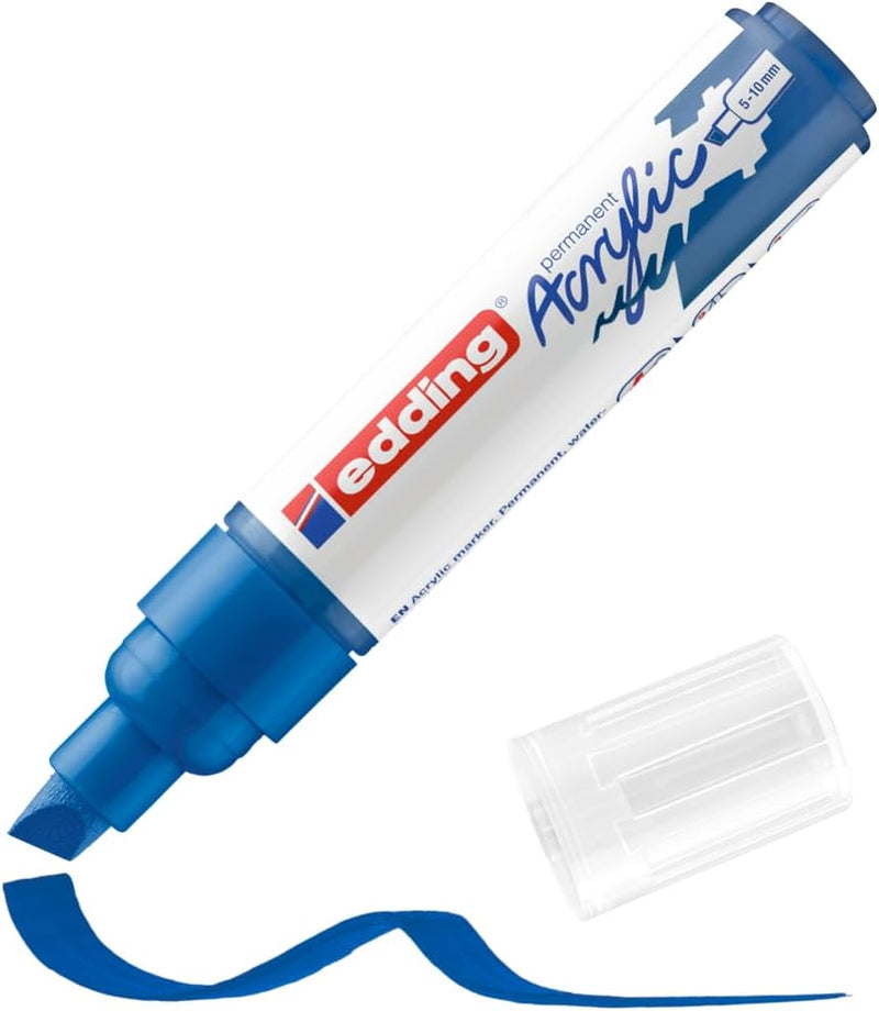 Pennarello Marcatore Acrilico Edding 5000 a Punta Tonda 5-10 mm Blu Genziana