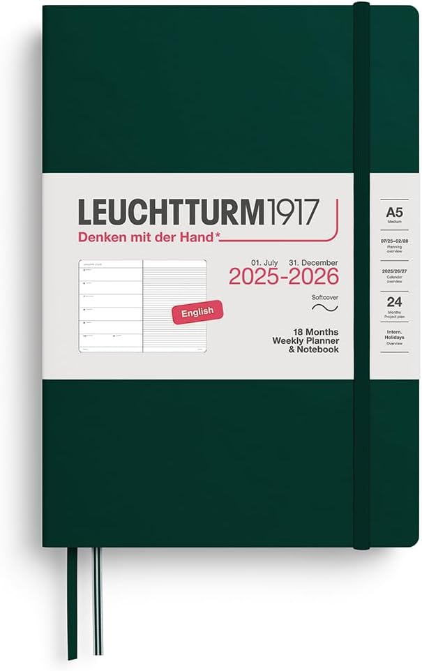Agenda 18 Mesi Leuchtturm1917 Settimanale Taccuino A5 con Copertina Morbida Forest Green 2026