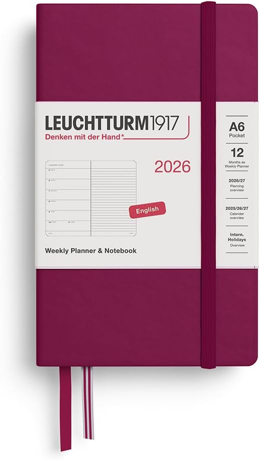 Agenda 12 Mesi Settimanale Leuchtturm1917 & Taccuino Pocket A6 con Copertina Rigida Port Red 2026