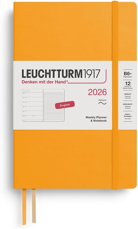 Agenda 12 Mesi Settimanale Leuchtturm1917 & Taccuino Paperback B6+ con Copertina Morbida Rising Sun 2026