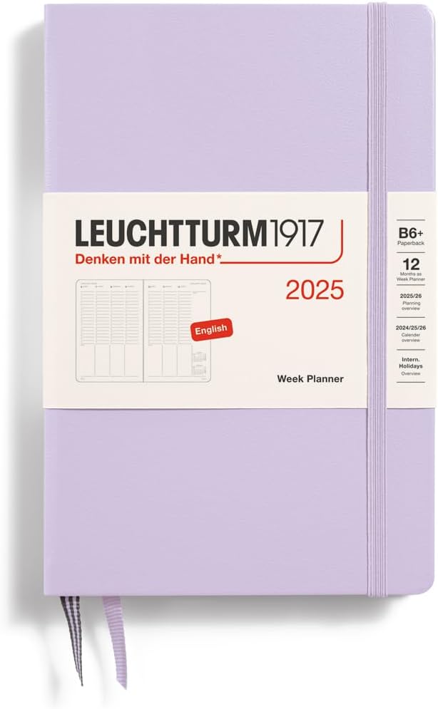 Planner 12 Mesi Settimanale Verticale Paperback B6+ con Copertina Rigida Lilac 2025