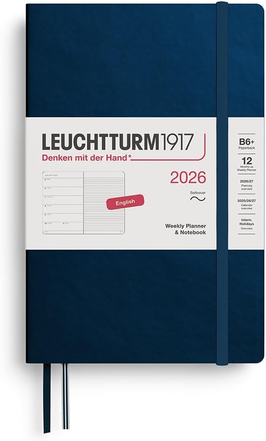 Agenda 12 Mesi Settimanale Leuchtturm1917 & Taccuino Paperback B6+ con Copertina Morbida Deep Sea 2026