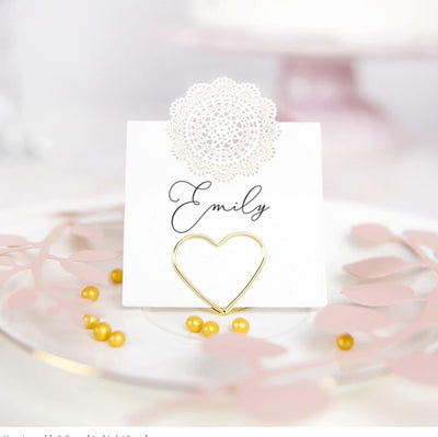 Clip Segnaposto Cuore Oro 2,3 cm - 10 pezzi