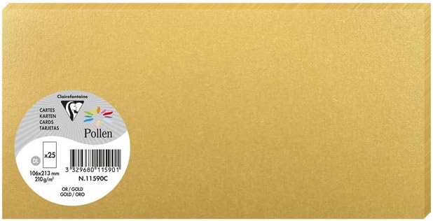 Cartoncini Pollen Clairefontaine Perlato per Biglietti Auguri 210 gr / 10 x 21 cm / Oro / 25 pezzi