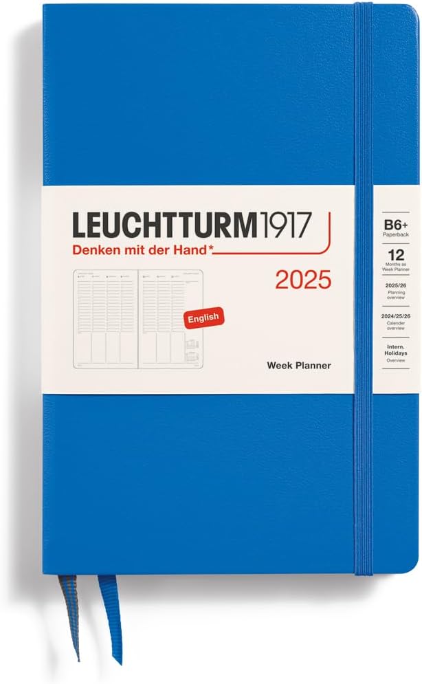 Planner 12 Mesi Settimanale Verticale Paperback B6+ con Copertina Rigida Sky 2025