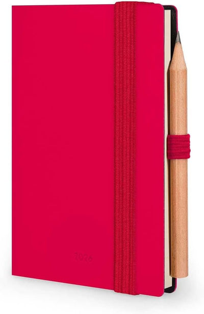 Agenda 12 Mesi Legami Bi-Giornaliera Mini con Rubrica e Matita 2026 Cherry Bomb con Chiusura ad Elastico