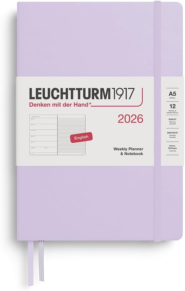 Agenda 12 Mesi Settimanale Leuchtturm1917 & Taccuino Medium A5 con Copertina Rigida Lilac 2026