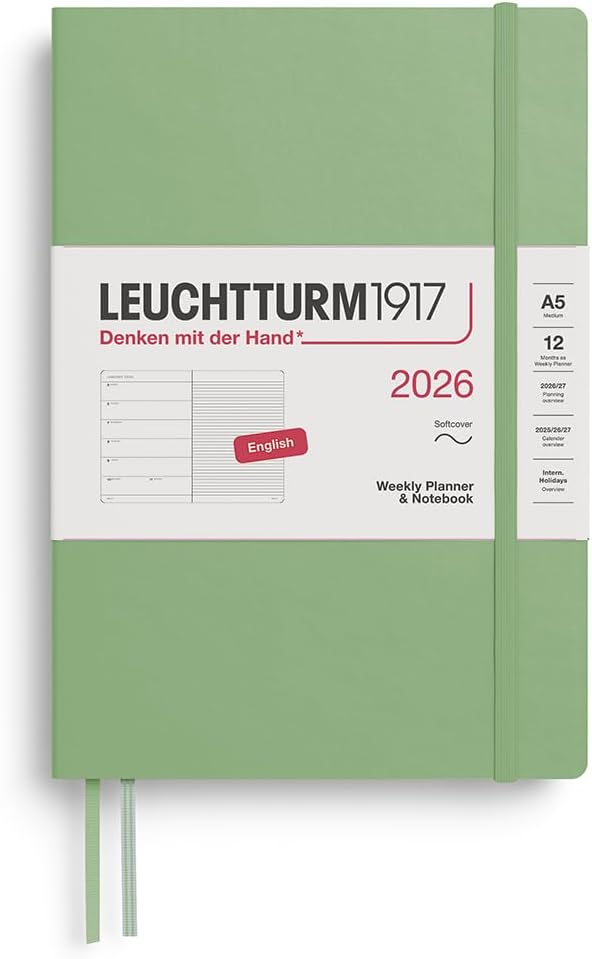 Agenda 12 Mesi Settimanale Leuchtturm1917 & Taccuino Medium A5 con Copertina Morbida Sage 2026