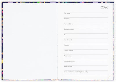 Agenda 12 Mesi Legami Giornaliera Fotografica Small 2026 Flowers con Chiusura ad Elastico