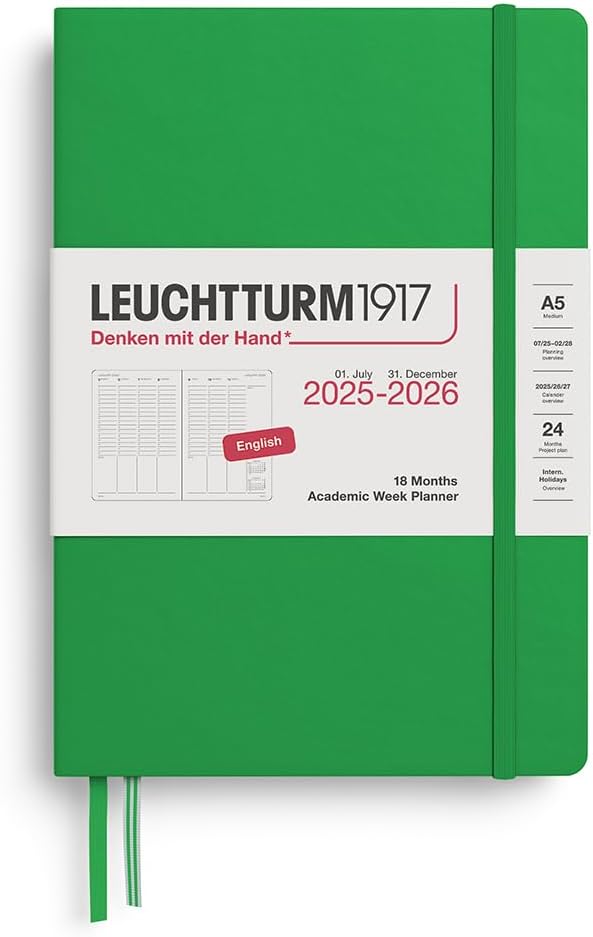 Agenda 18 Mesi Leuchtturm1917 Settimanale Accademica A5 con Copertina Rigida Spring Leaf 2026