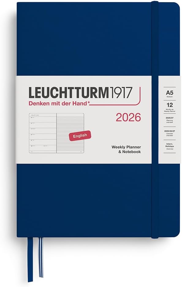 Agenda 12 Mesi Settimanale Leuchtturm1917 & Taccuino Medium A5 con Copertina Rigida Navy 2026
