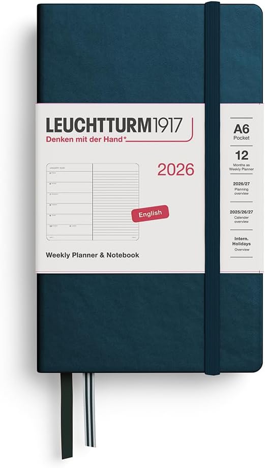 Agenda 12 Mesi Settimanale Leuchtturm1917 & Taccuino Pocket A6 con Copertina Rigida Deep Sea 2026
