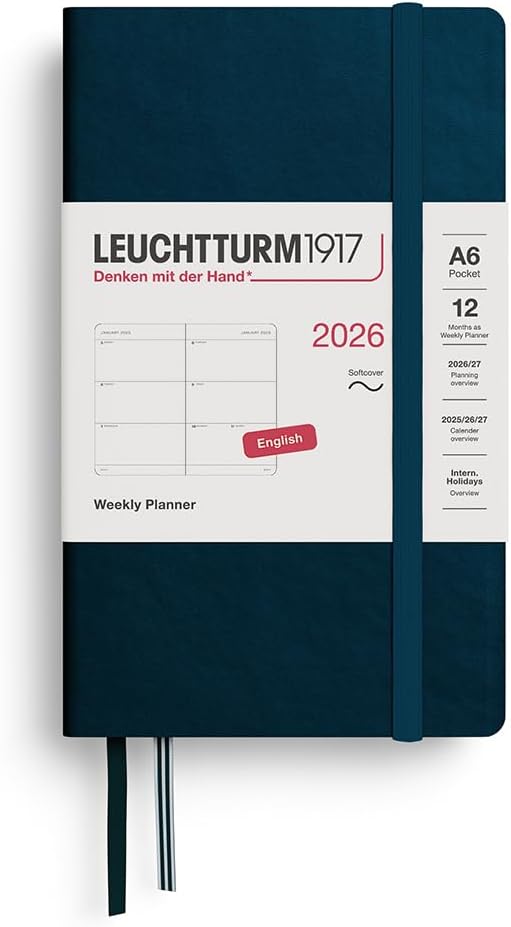 Agenda 12 Mesi Settimanale Orizzontale Leuchtturm1917 Pocket A6 con Copertina Morbida Deep Sea 2026