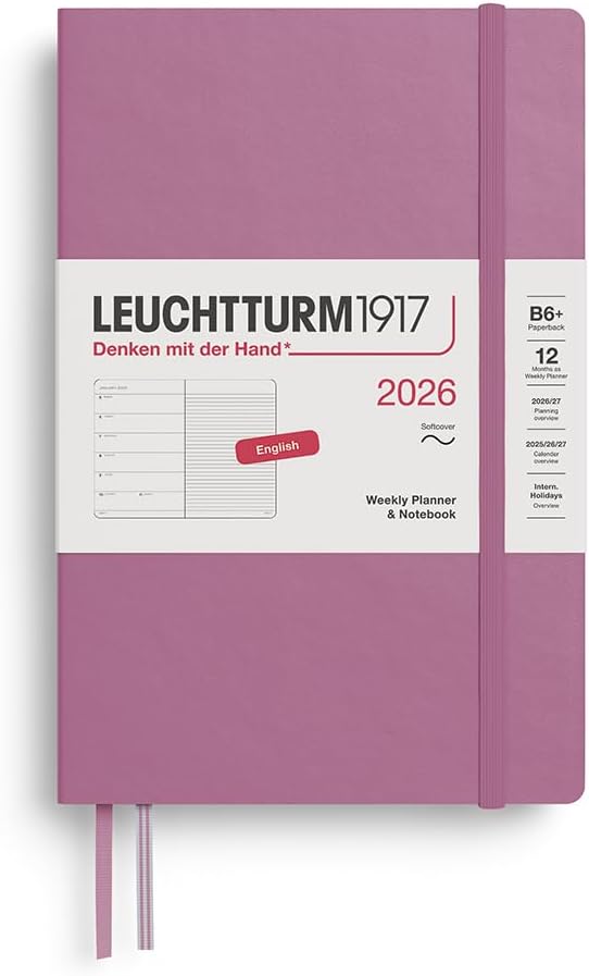 Agenda 12 Mesi Settimanale Leuchtturm1917 & Taccuino Paperback B6+ con Copertina Morbida Dusty Rose 2026