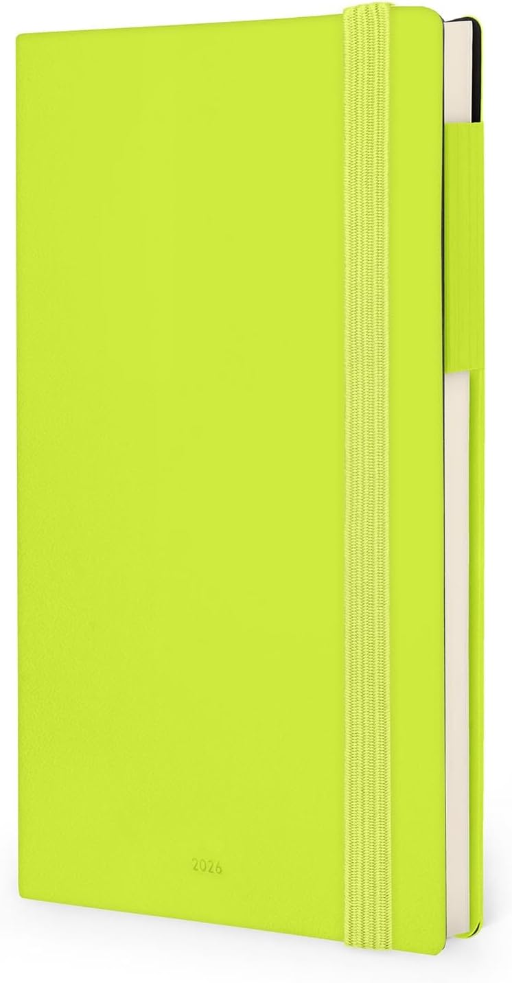 Agenda 12 Mesi Legami Settimanale Medium con Notebook 2026 Chartreuse con Chiusura ad Elastico
