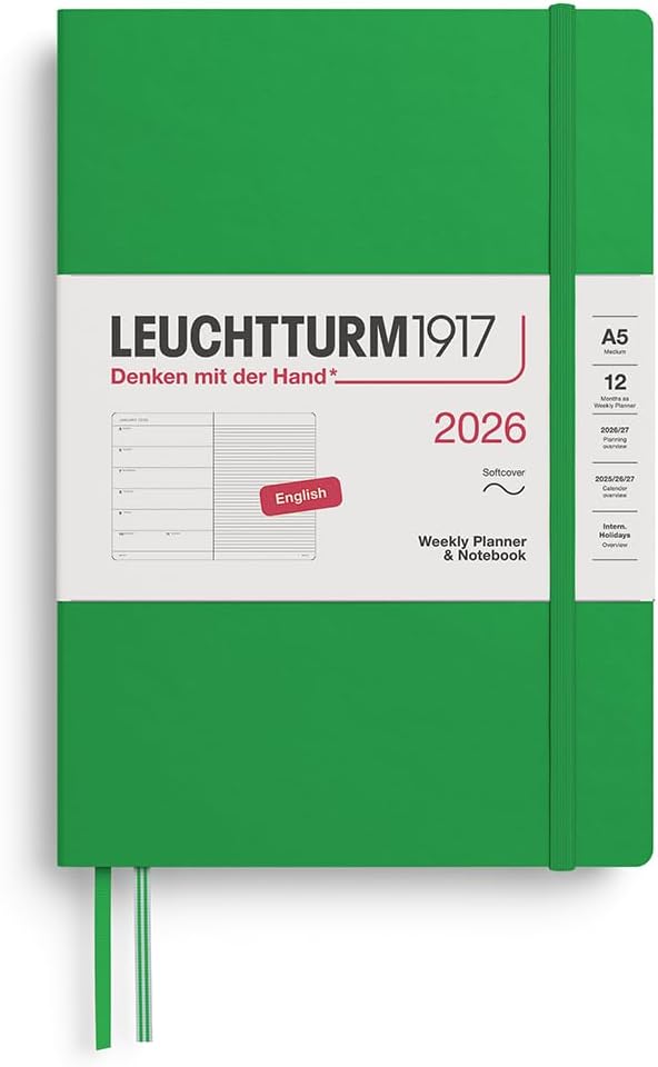 Agenda 12 Mesi Settimanale Leuchtturm1917 & Taccuino Medium A5 con Copertina Morbida Spring Leaf 2026