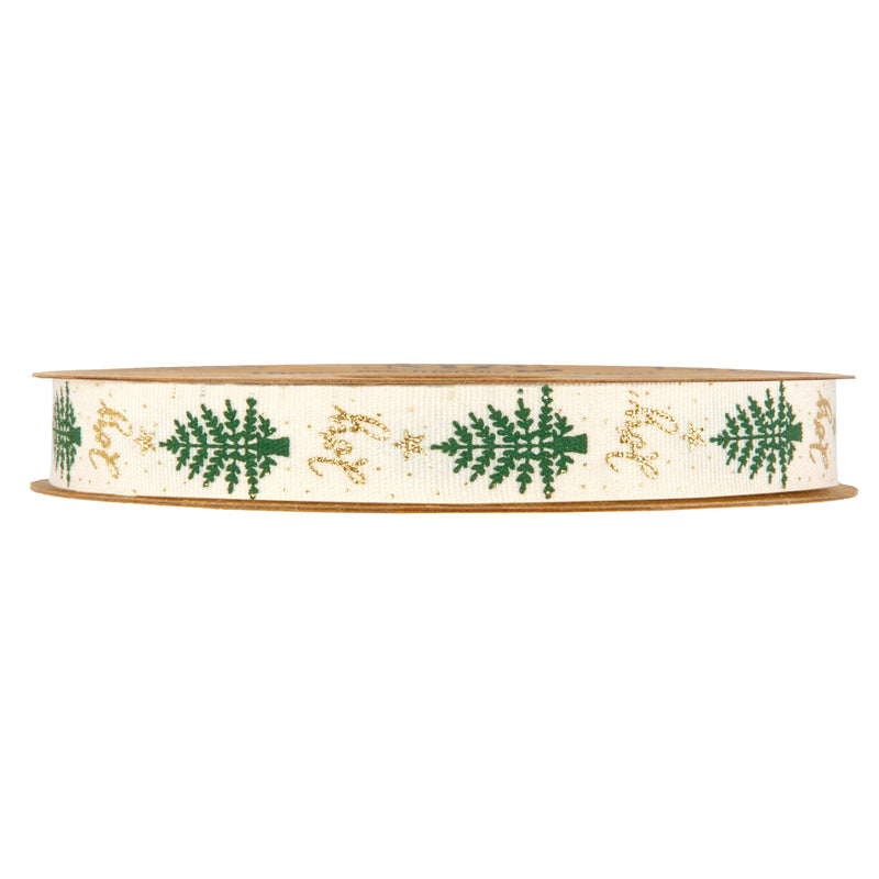 Nastro Alberi di Natale Panna e Verde 15 mm x 15 mt