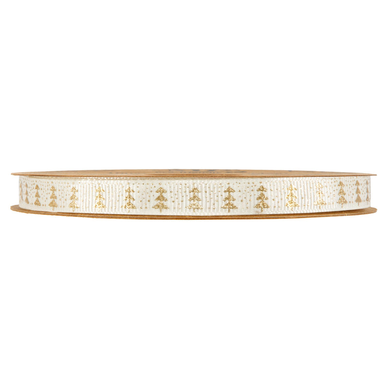 Nastro Alberelli Panna e Oro 10 mm x 20 mt