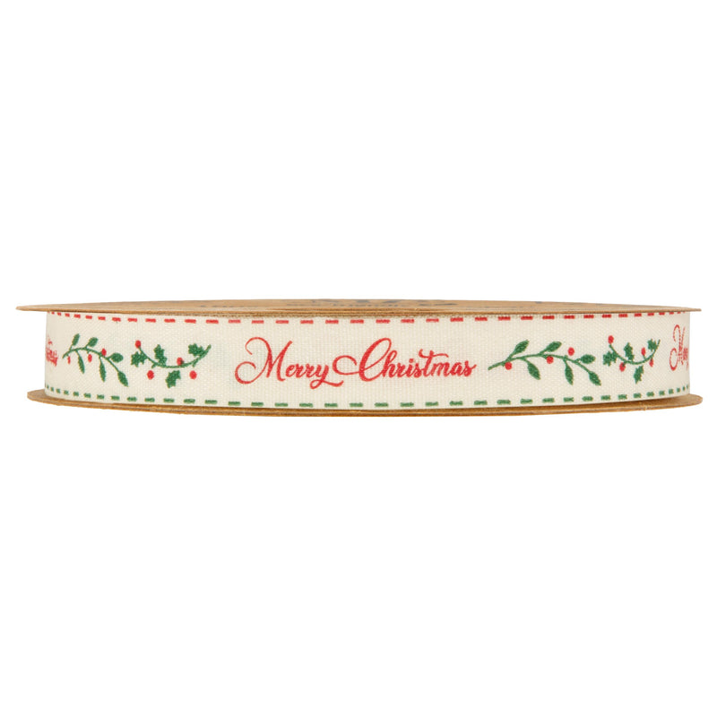 Nastro Merry Christmas Natural 15 mm x 20 mt