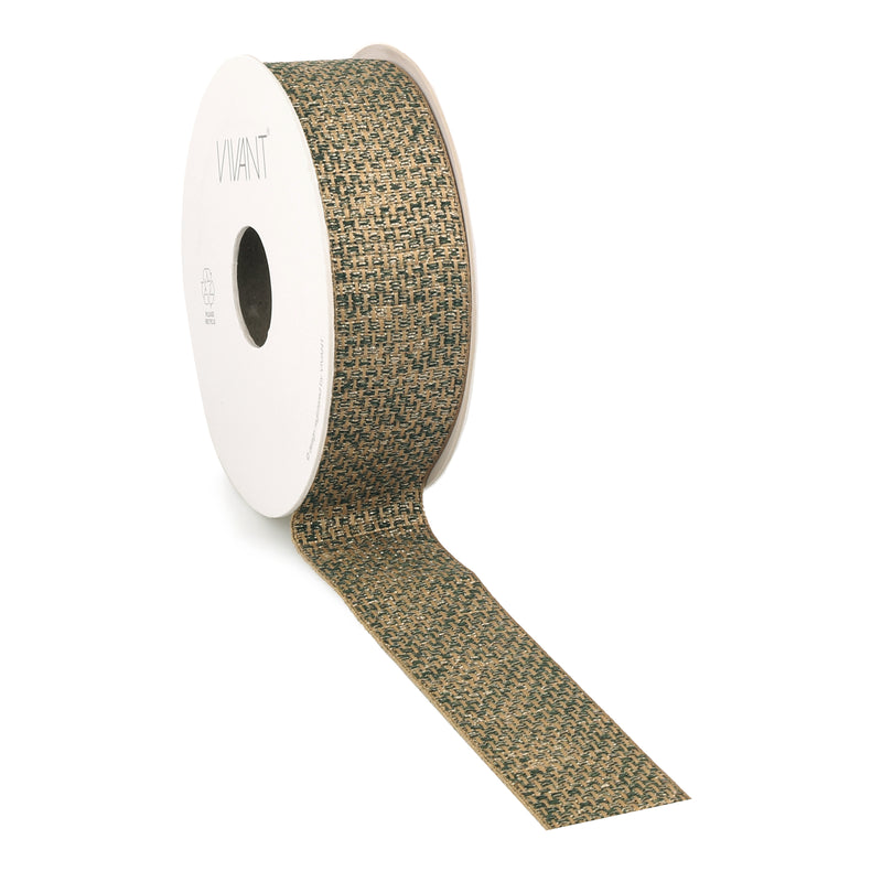 Nastro Weva Lurex Oro e Verde 30 mm x 10 mt
