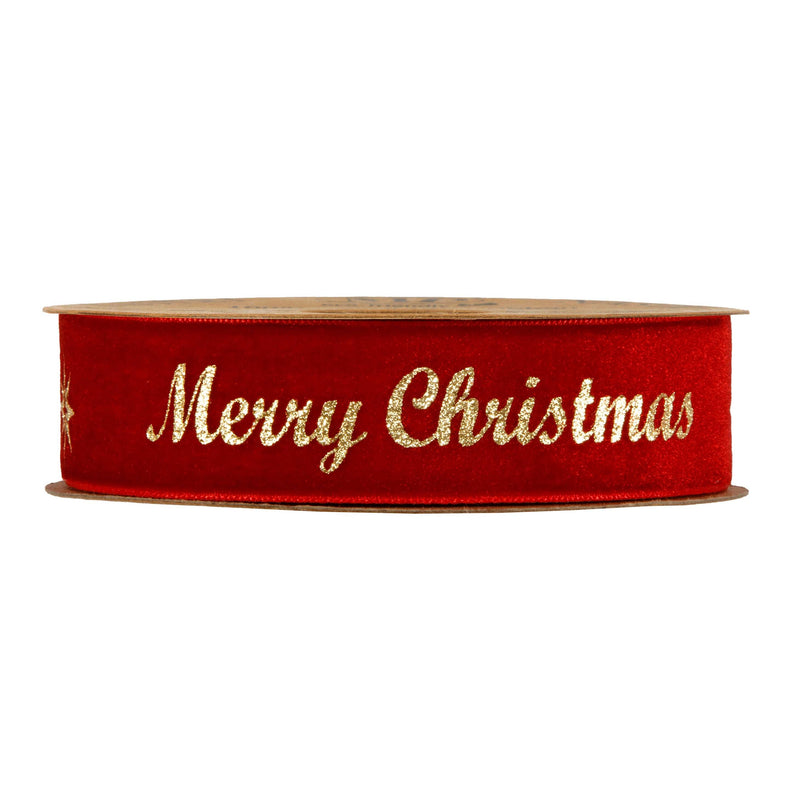 Nastro Merry Christmas Rosso 25 mm x 10 mt