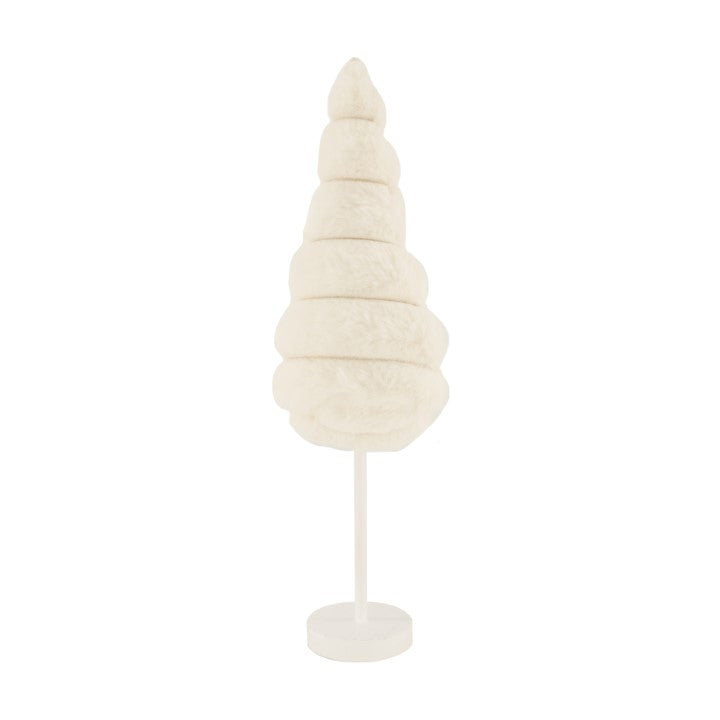 Decoro Albero in Tessuto Bianco Cream 10 x 10 x 37 cm