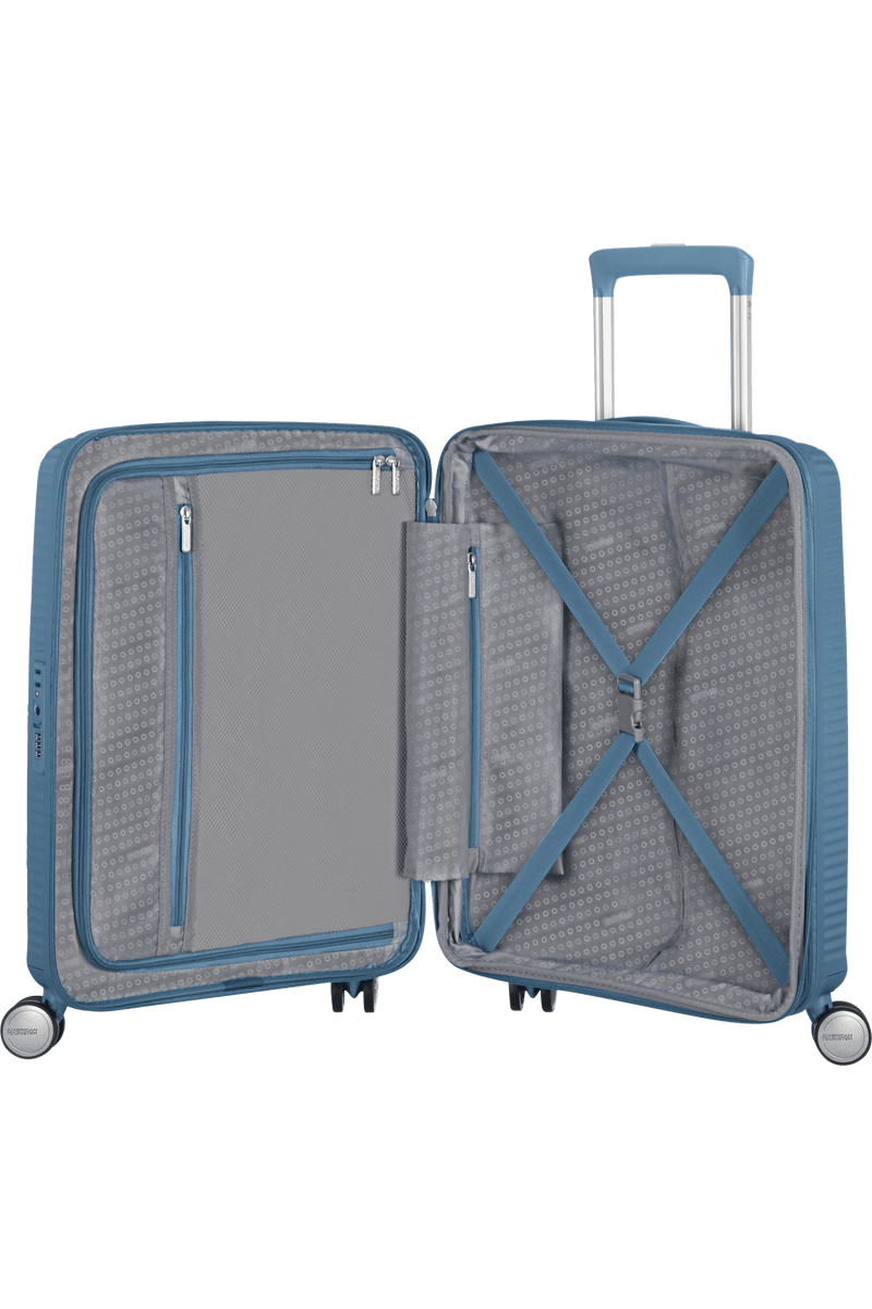 Valigia da Cabina Espandibile American Tourister Soundbox Spinner 55 cm con TSA Stone Blue