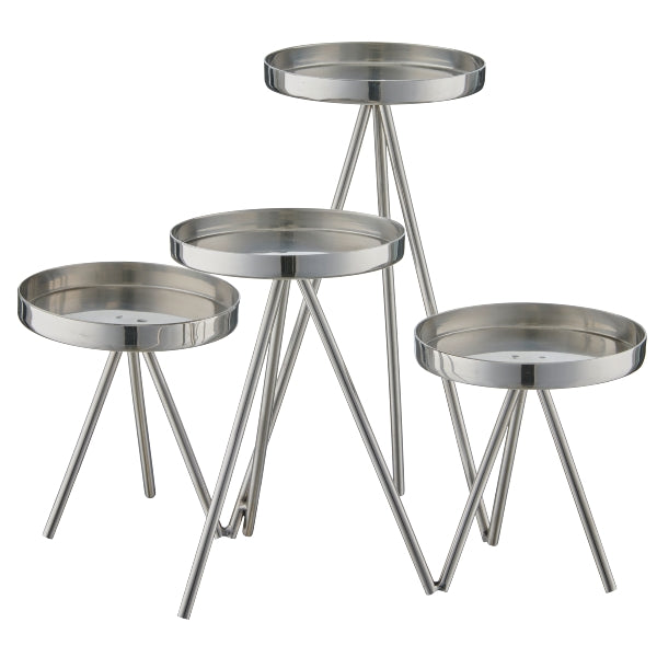 Porta 4 Candele in Acciaio Inox Argento 21 x 26 x 20 cm
