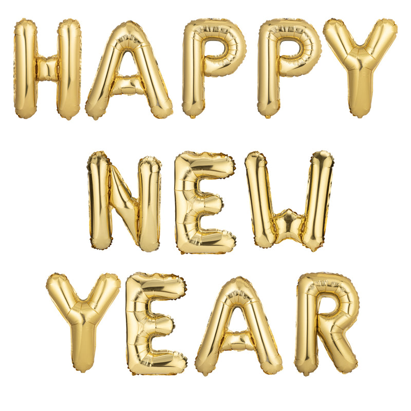 Palloncino Mylar Scritta "Happy New Year" Oro 40 cm