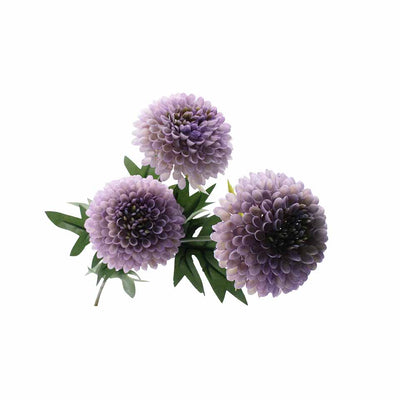 Ramo Dalia Viola con Foglie e 3 Rami 64 cm